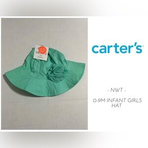 🆕CARTER’S - 0/9M - NWT - INFANT GIRLS  TEAL BLUE FLORAL BUCKET / SUN HAT